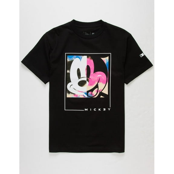 Neff X Disney Men's Mickey Mouse Tie Dye Split Graphic Tee T-Shirt in Black (Large, Black)