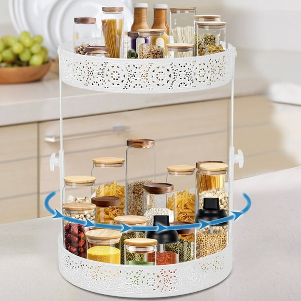 Nefoso 12 inch Metal Lazy Susan, 2 Tier Turntable with Adjustable Nefoso 12 inch Metal Lazy Susan, 2 Tier Turntable with Adjustable