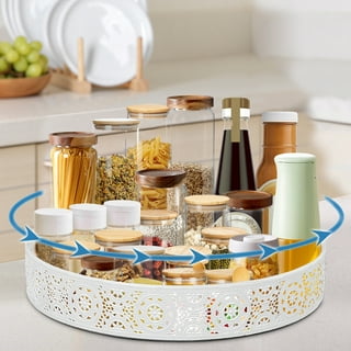 BOLUO Lazy Susan Kitchen Countertop Organizer Small Turntable for Table  Farmhouse Wood Rotating Spice Rack 10 inch 