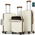 thumbnail image 1 of Nefoso 3 Piece Luggage Sets, Carry on Luggage 20 in 24 in 28 in Suitcase with TSA USB Port Spinner Wheels, Hardshell Lightweight Beige, 1 of 9