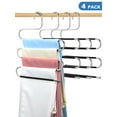 thumbnail image 1 of Nefoso 5-Tier Pants Hangers Space Saving, S Shape Non Slip, Heavy Duty Metal (4 Pack Black), 1 of 10