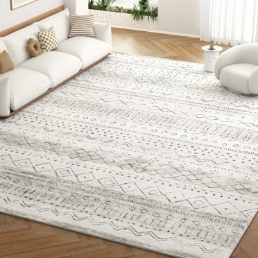 Nefoso 5ft x 8ft Area Rugs, Washable Area Rugs for Living Room Bedroom Home Decor, Non-Slip Carpet, Bohemian Geometric, Gray