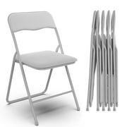 Nefoso 6 Pack Folding Chair with Padded Seats, Portable Metal Foldable Chair for Office Wedding Party, 250lbs Capacity(Gray)