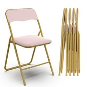 Nefoso 6 Pack Folding Chair with Padded Seats, Portable Metal Foldable Chair for Office Wedding Party, 250lbs Capacity(Pink)