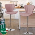 thumbnail image 1 of Nefoso Bar Stools Set of 2,Adjustable Bentwood Barstools,Velvet Leather Upholstered Bar Chair with Back and Footrest, for Bar, Kitchen, Dining Room,Pink, 1 of 8