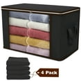 thumbnail image 1 of Nefoso Clothes Storage Bags, 4Pcs Closet Storage Organizers, 90L Large Capacity Blanket Storage Bags for Clothes with Reinforced Handle and Clear Window, Black, 1 of 8