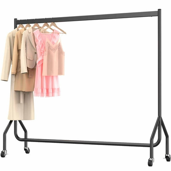 Nefoso Heavy Duty Clothes Rack with Wheels,Rolling Garment Clothing Rack for Display and Storage, Hanging Clothes,60"L x 18.4"W x 60"H(Black)