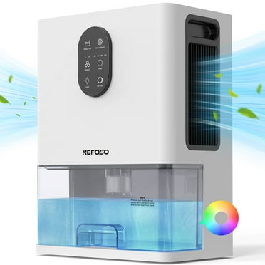 Nefoso 6.31-Pint Dehumidifier for Home, 800 sq. ft Coverage Area Dehumidifier with Auto Defrost, Timer, 7 Color LED for Basement, Bathroom, Bedroom, Living Room