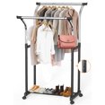 Nefoso Double Rails Clothing Garment Rack,Portable Adjustable Clothes