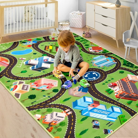 Nefoso Kids Play Rug, Car Road Kids Play Mat 3ft x 5ft Area Rug for Indoor, Age Group 3+