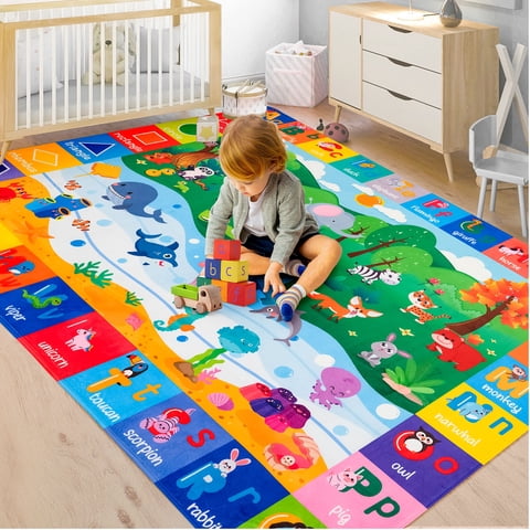 Nefoso Kids Play Rug, Kids Play Mat Educational Alphabet 4ft x 6ft Area Rug for Indoor, Age Group 3+