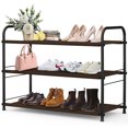 thumbnail image 1 of Nefoso Metal Shoe Rack, 3 Tier Shoe Organizer 600D Oxford Fabric Adjustable Stackable and Expandable Shoe Rack for Closet Entrance Bedroom (Brown), 1 of 9
