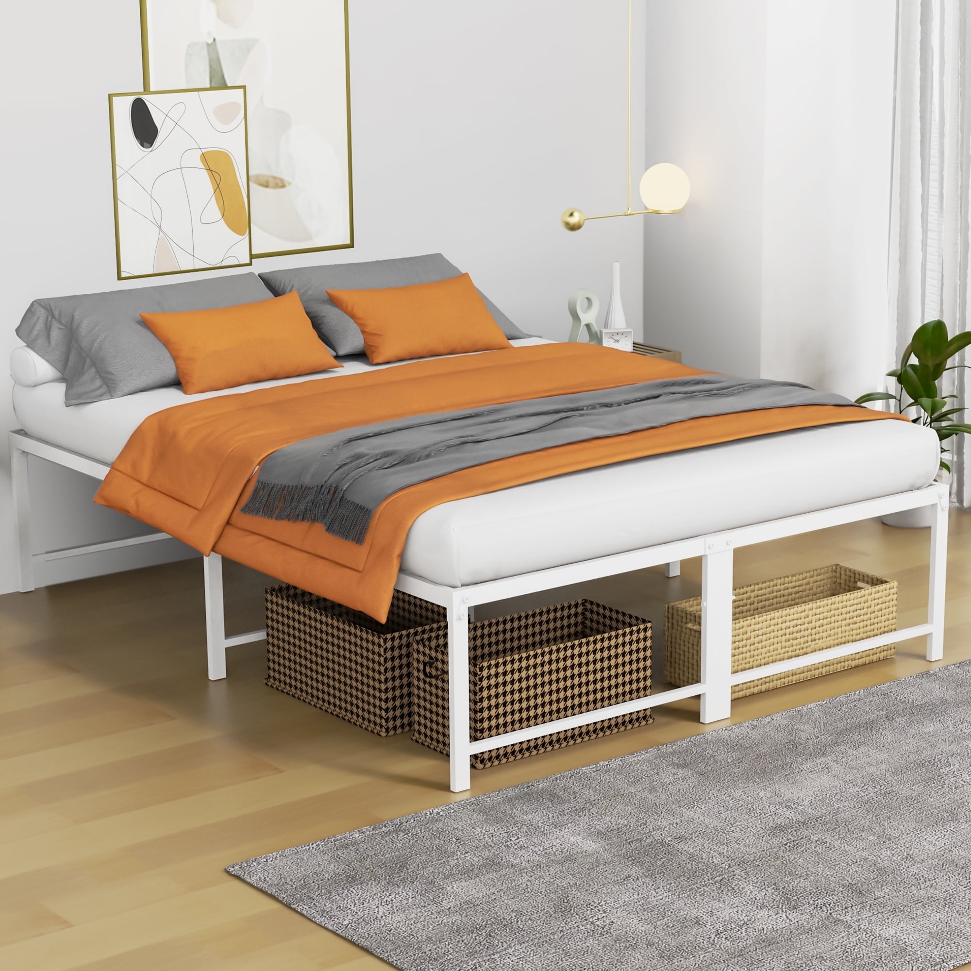 Nefoso High Rise Queen Size Bed Frame, 18 inch Tall Heavy Duty Metal ...