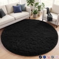 thumbnail image 1 of Nefoso 4ft x 4ft Round Area Rug, Soft Fluffy Circle Rug Shag Round Rugs for Living Room Bedroom Indoor Home Decor, Black, 1 of 11