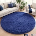 thumbnail image 1 of Nefoso 4ft x 4ft Round Area Rug, Soft Fluffy Circle Rug Shag Round Rugs for Living Room Bedroom Indoor Home Decor, Blue, 1 of 11
