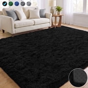 Nefoso Shag Area Rug, 5ft x 7ft Soft Fluffy Area Rugs for Living Room Bedroom Modern Decor Carpet, Black