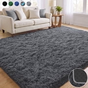 Nefoso Shag Area Rug, 5ft x 7ft Soft Fluffy Area Rugs for Living Room Bedroom Modern Decor Carpet, Dark Gray