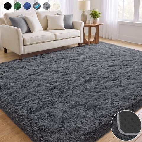 Nefoso Shag Area Rug, 5ft x 7ft Soft Fluffy Area Rugs for Living Room Bedroom Modern Decor Carpet, Dark Gray