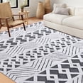 thumbnail image 1 of Nefoso Low Pile Area Rug, 5ft x 8ft Washable Area Rugs for Living Room Bedroom Decor, Non-Slip Carpet, Modern Geometric, Gray & White, 1 of 6