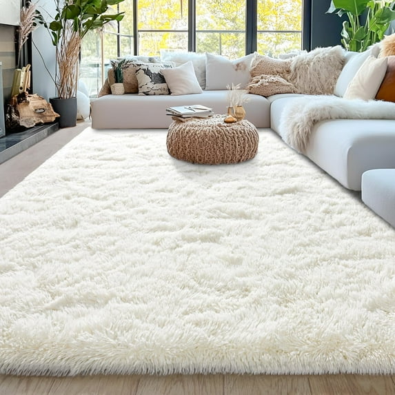 Shag Area Rug, Soft Fluffy Area Rugs for Living Room Bedroom Decor Carpet, Light Gray