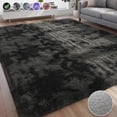 thumbnail image 1 of Nefoso Shag Area Rug, 5ft x 8ft Soft Fluffy Tie-Dye Area Rugs for Living Room Bedroom Decor Carpet, Black & Grey, 1 of 13