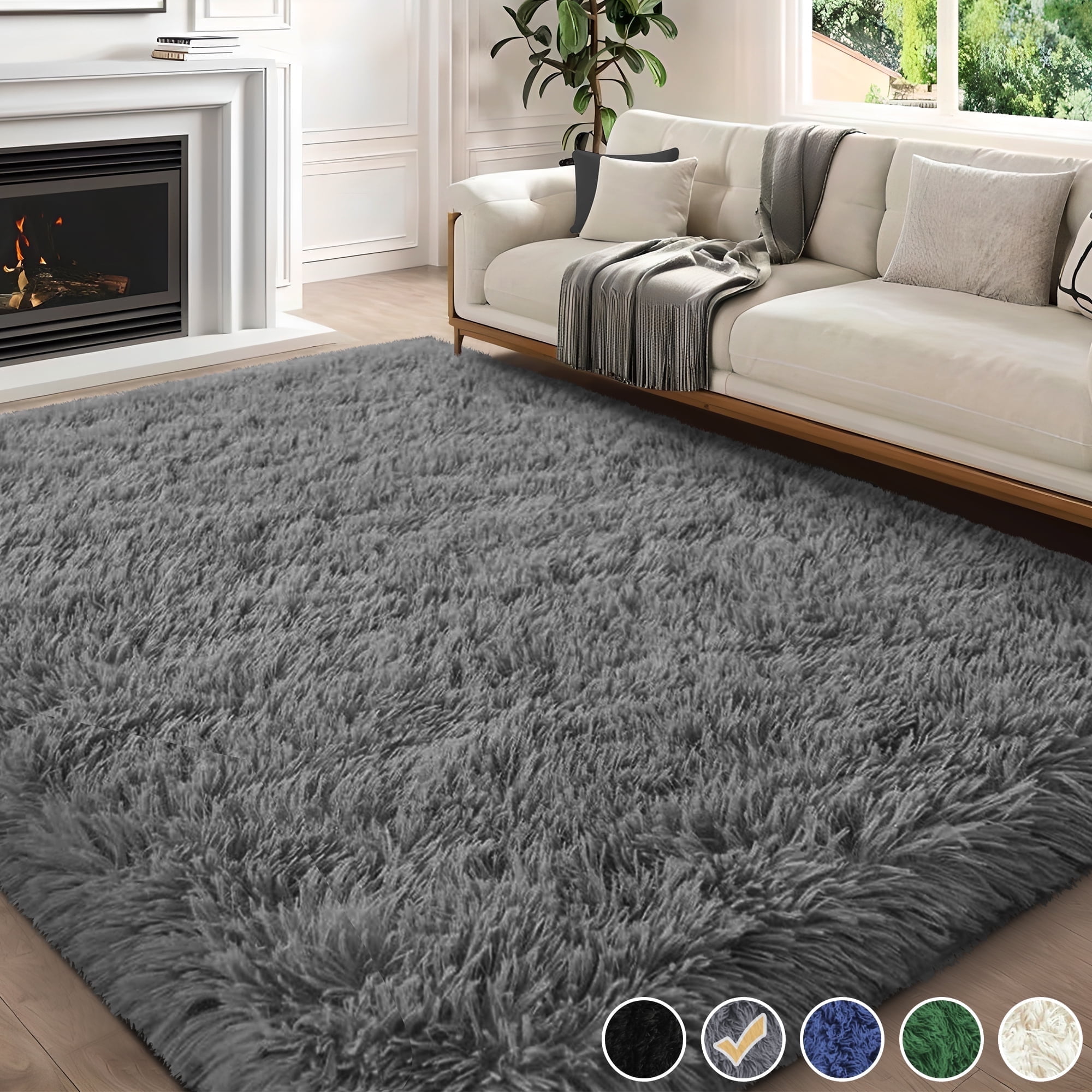 Nefoso Shag Area Rug, 6ft x 9ft Soft Fluffy Area Rugs for Living Room