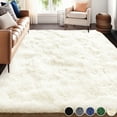 thumbnail image 1 of Nefoso Shag Area Rug, 7ft x 10ft Soft Fluffy Area Rugs for Living Room Bedroom Decor Carpet, Rice-white, 1 of 6
