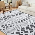 thumbnail image 1 of Nefoso Low Pile Area Rug, 8ft x 10ft Area Rugs for Living Room Bedroom Decor, Non-Slip Carpet, Modern Geometric, Gray & White, 1 of 6