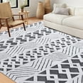 thumbnail image 1 of Nefoso Shag Area Rug, 8ft x 10ft Washable Area Rugs for Living Room Bedroom Decor, Non-Slip Carpet, Modern Geometric, Gray & White, 1 of 6