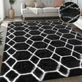 thumbnail image 1 of Nefoso Shag Geometric Area Rug, 8ft x 10ft Soft Fluffy Area Rugs for Living Room Bedroom Decor Carpet, Black & White, 1 of 6
