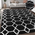 thumbnail image 1 of Nefoso Shag Geometric Area Rug, 8ft x 10ft Soft Fluffy Area Rugs for Living Room Bedroom Decor Carpet, Black & White, 1 of 6