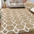 thumbnail image 1 of Nefoso Shag Geometric Area Rug, 8ft x 10ft Soft Fluffy Area Rugs for Living Room Bedroom Decor Carpet, Camel & White, 1 of 6