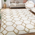 thumbnail image 1 of Nefoso Shag Geometric Area Rug, 8ft x 10ft Soft Fluffy Area Rugs for Living Room Bedroom Decor Carpet, White & Camel, 1 of 6