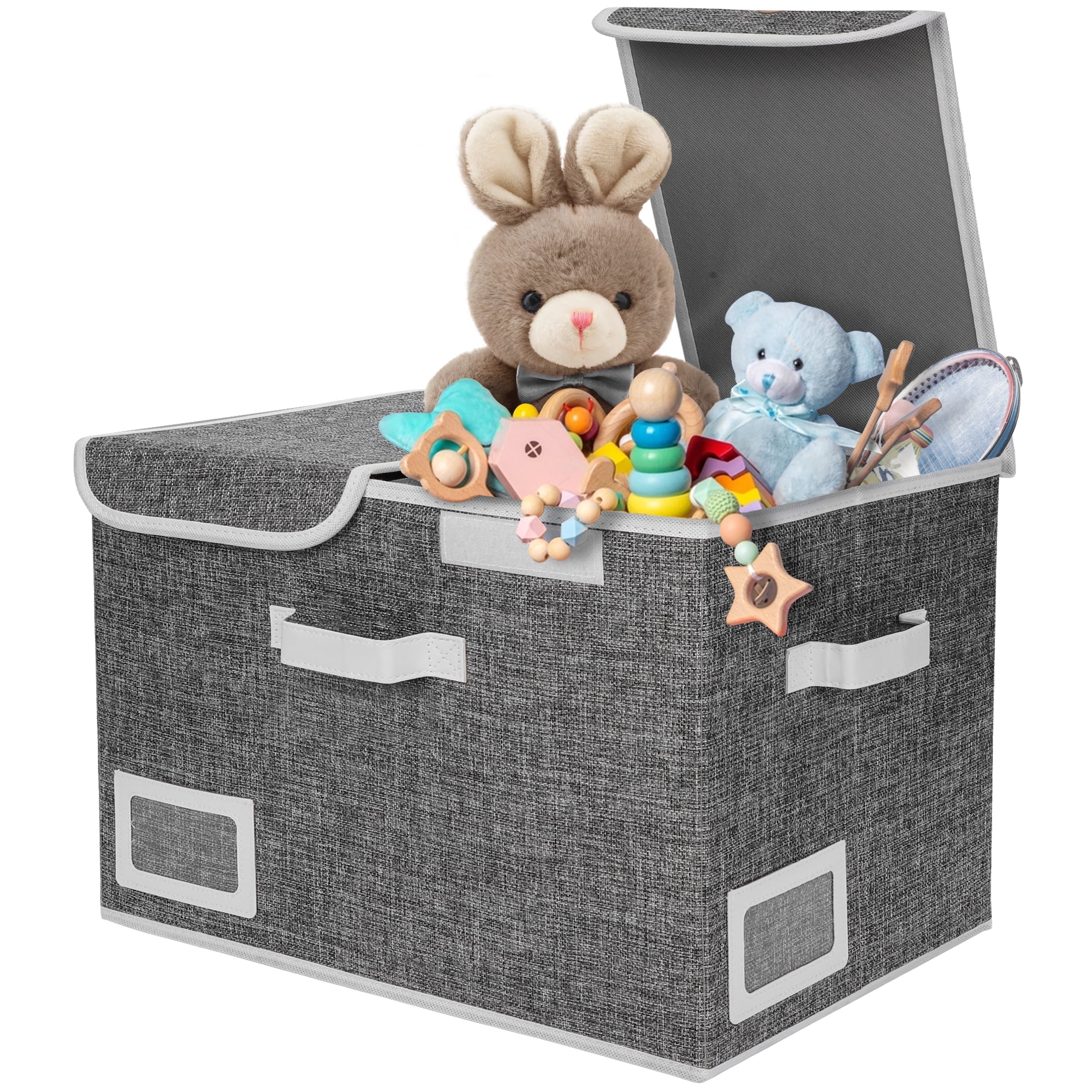Nefoso Toy Box with Lid, 37L Toy Chests Organizers, Foldable Storage