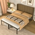 thumbnail image 1 of Nefoso Upholstered Bed Frame with Headboard, 14 inch Tall Full Size Platform Bed Frame, No Box Spring Needed, Brown, 1 of 7