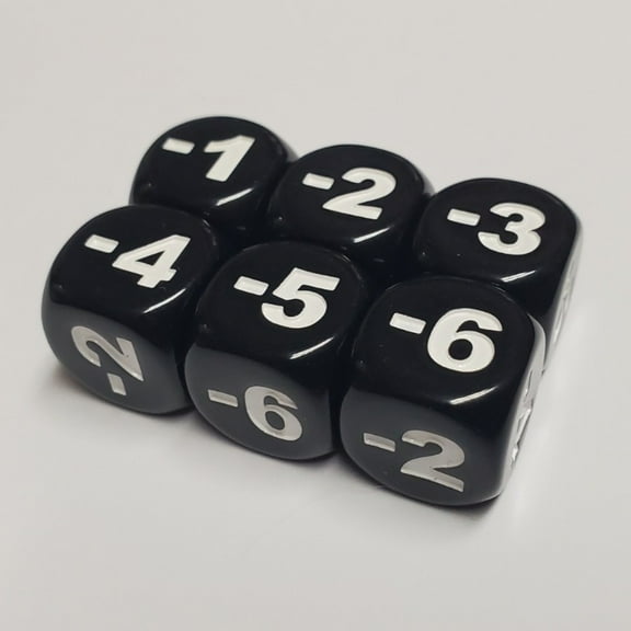Negative Dice, Dice With Negative Numbers 1 to 6