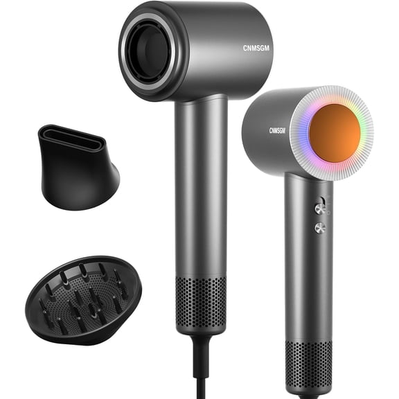 Negative Ionic Care Hair Dryer,High-Speed Blow Dryer(Black Gray) | 160000RPM Precision Motor,5X-Fast Drying Than Older Type Hair Dryer,2 Billion Negative Ions