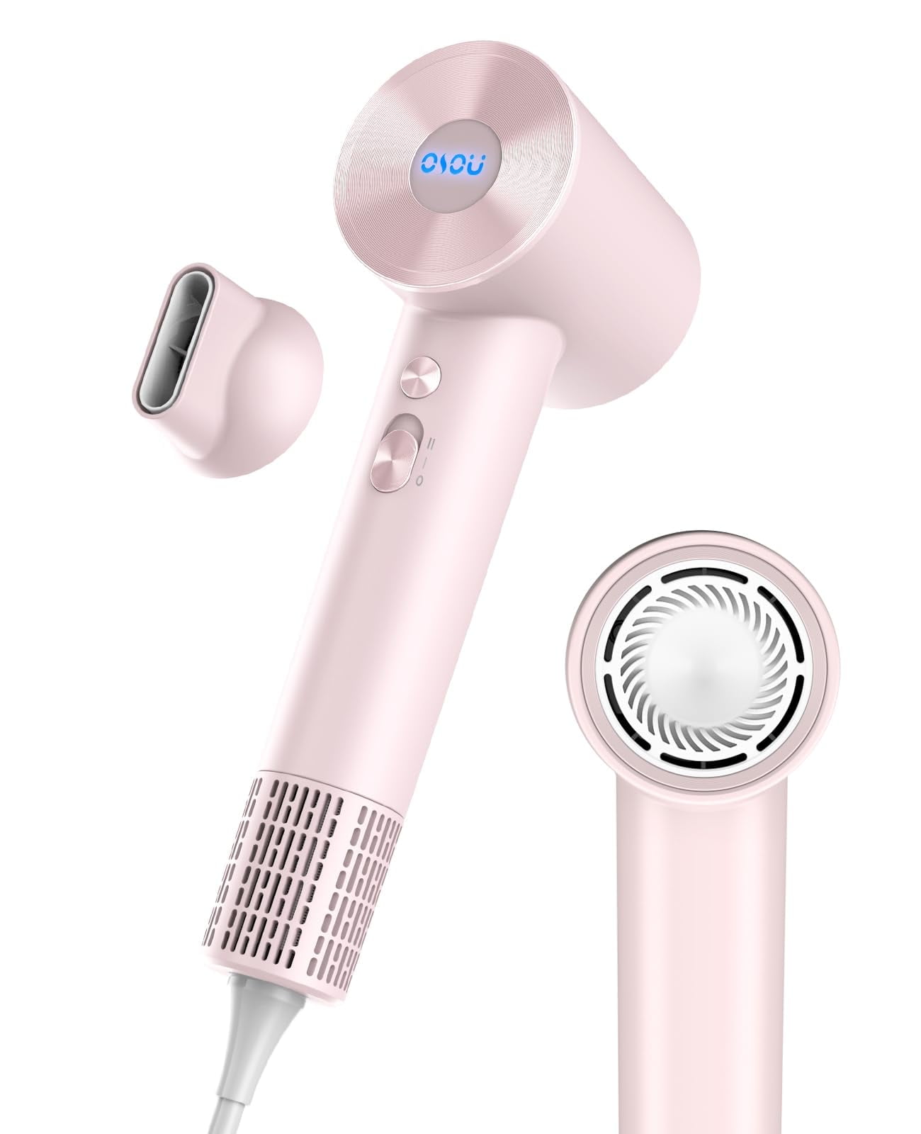 Negative Ionic Hair Dryer with 110,000 RPM Motor - High-Speed Lightweight Blow Dryer for Travel & Home Use, Fast Drying Low Noise Hair Drier with Smooth Nozzle, Pink