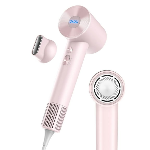 Negative Ionic Hair Dryer with 110,000 RPM Motor - High-Speed Lightweight Blow Dryer for Travel & Home Use, Fast Drying Low Noise Hair Drier with Smooth Nozzle, Pink