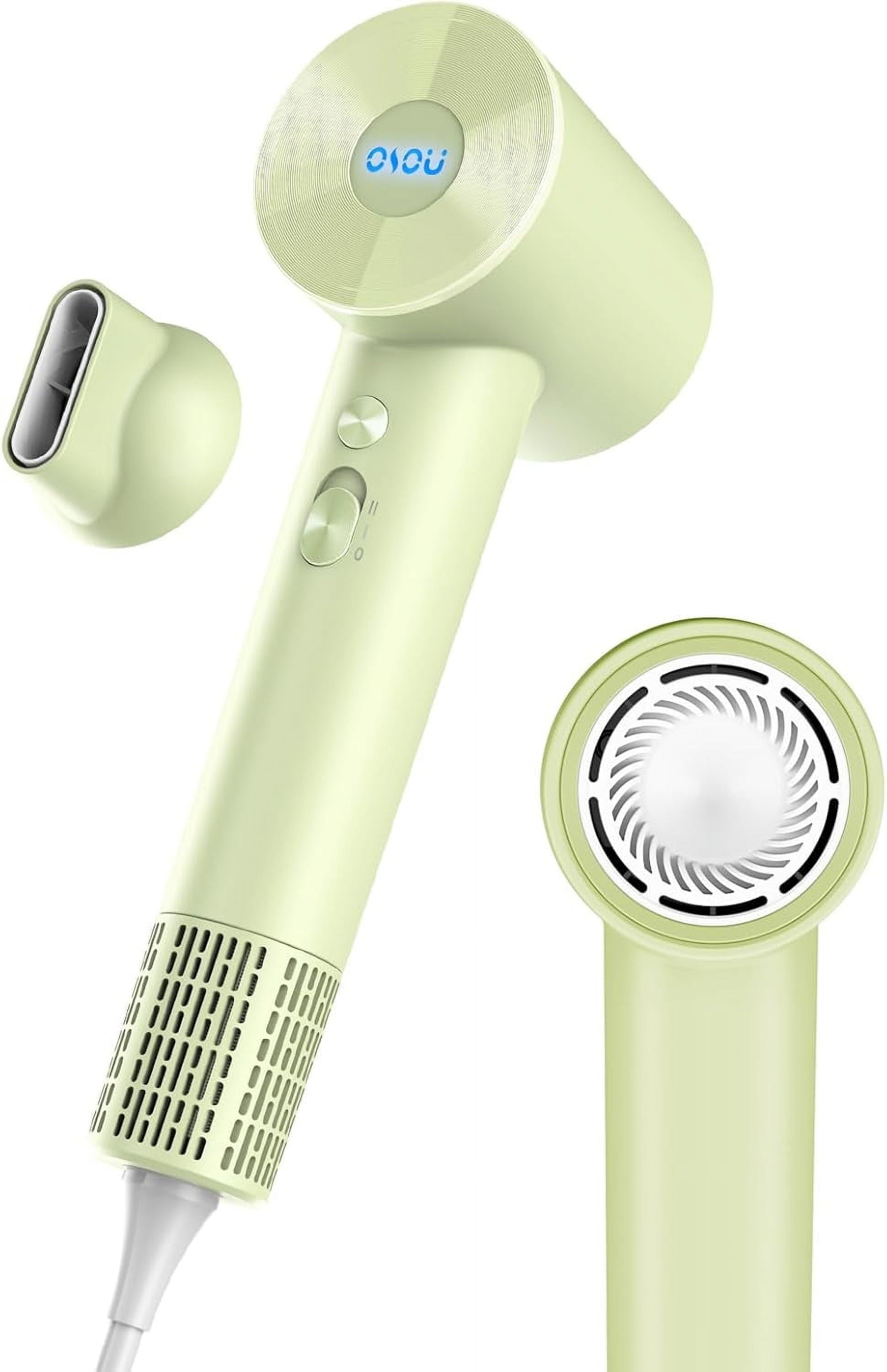 Negative Ionic Hair Dryer with 110,000 RPM Brushless Motor - High-Speed Lightweight Blow Dryer for Travel & Home Use, Fast Drying Low Noise Hair Drier with Smooth Nozzle, Green