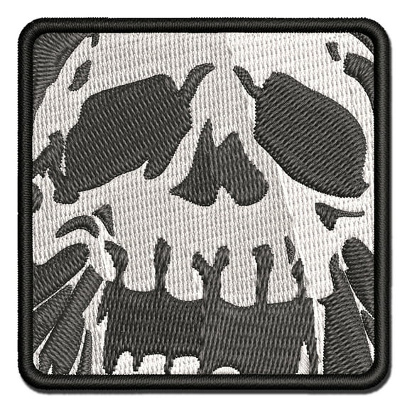 Negative Skull Spooky Bone Face Halloween Applique Multi-Color Embroidered Iron-On Patch - 2.5 Inch Small
