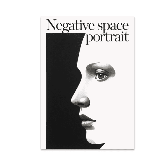 Negative Space Portrait Wall Art - Modern Minimalist Decor - 13x19 Poster Print