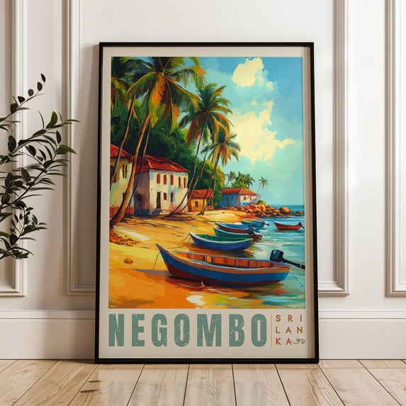 Negombo Sri Lanka travel Print art print, tropical coast wall art, island decor, South Asia beach, Unframed Canvas 8x10in