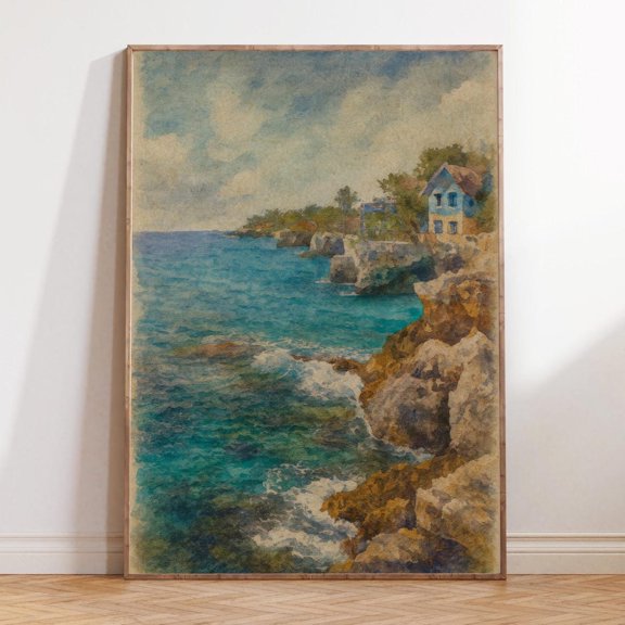 Negril Jamaica Caribbean Coast Tropical Ocean Wall Art Unframed Paper Print