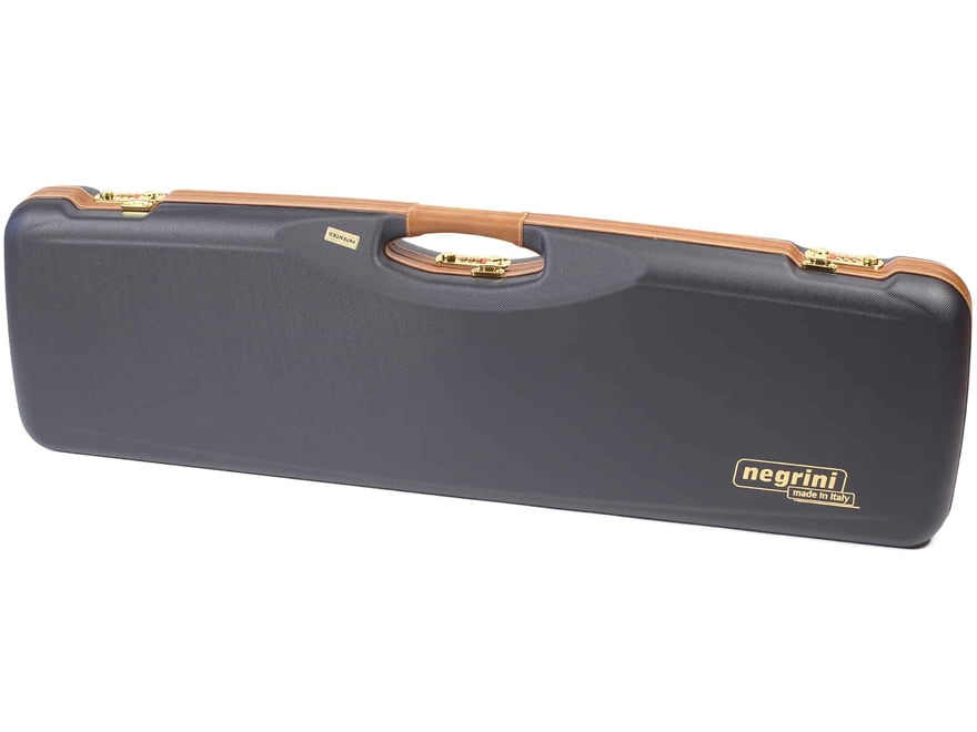 Negrini O/U Deluxe Sporter Shotgun Case, Navy/Tobacco Leather/Navy Interior