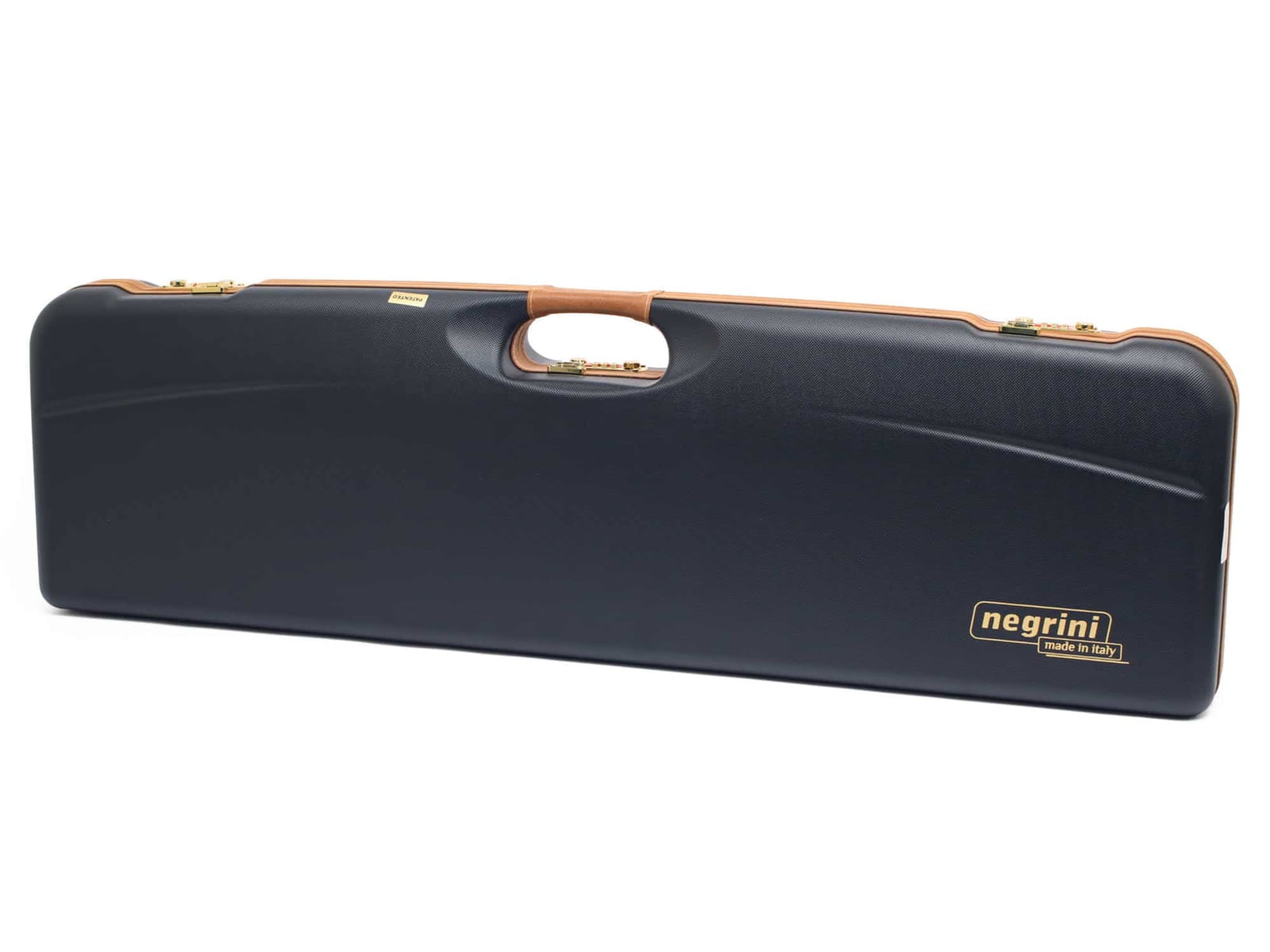 Negrini OU Deluxe High Rib Trap/Sporting Shotgun Case, Navy/Tobacco Leather/Navy Interior