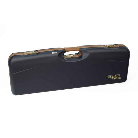 Negrini OU Deluxe Skeet Single Shotgun Case + Tube Set, Navy/Tobacco Leather/Nav