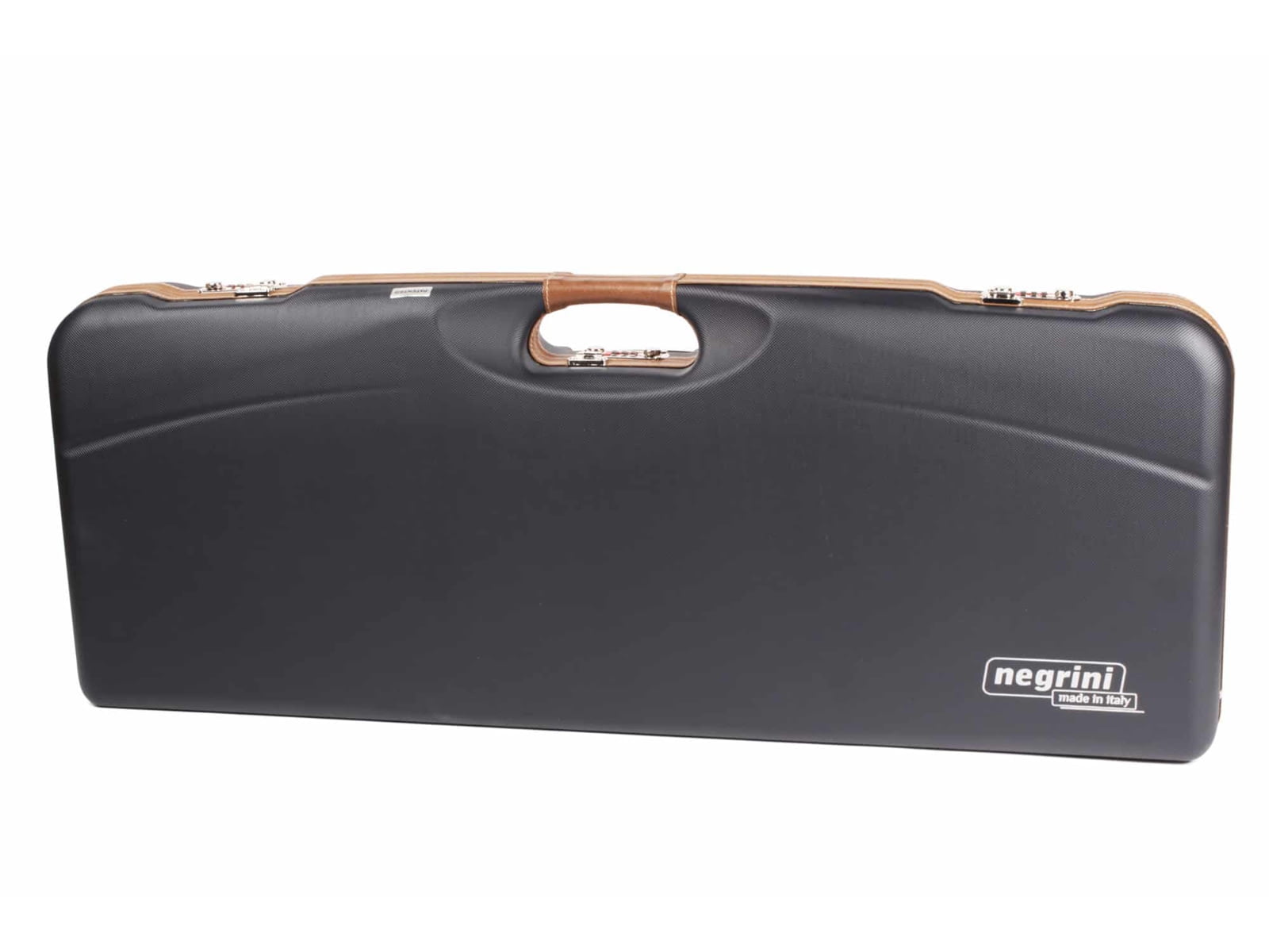 Negrini OU Deluxe Skeet Two Barrel Shotgun Case + Tube Set, Navy/Tobacco Leather/Navy Interior