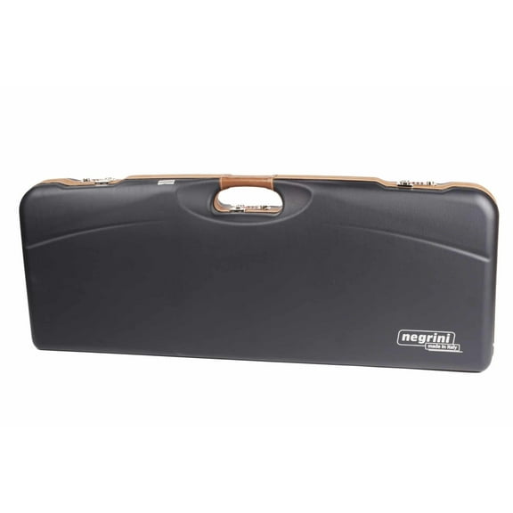 Negrini OU Deluxe Skeet Two Barrel Shotgun Case + Tube Set, Navy/Tobacco Leather/Navy Interior