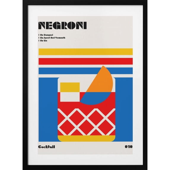 Negroni Bauhaus Cocktail Framed Art Modern Wall Decor
